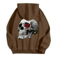 thumbnail image 4 of Mens Hoodies Sweatshirt Pullover Halloween Skull Graphic Loose Hooded Mens Work Clothing,Brown,M, 4 of 4