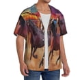 thumbnail image 2 of Rateoe a herd of horses Pattern Men's Short Sleeve Classic Shirt, Casual Short-Sleeved Shirt, Lightweight Summer Shirt, Cuban Collar Shirt,Button-Front Shirt-XX-Large, 2 of 5