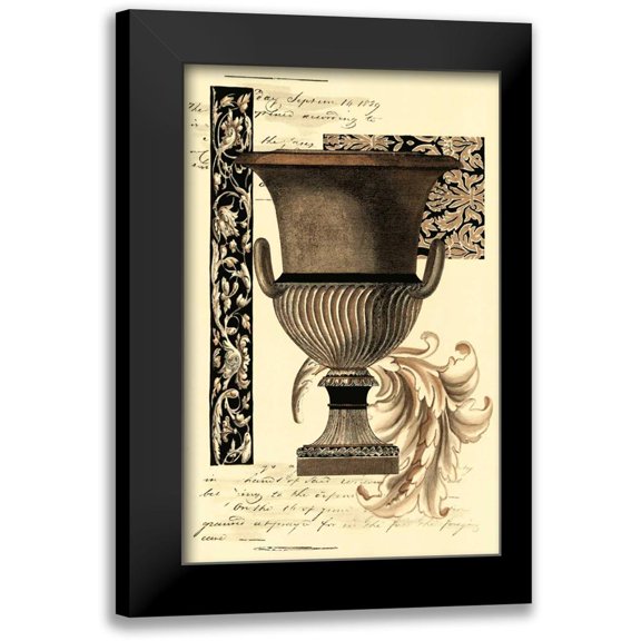 Vision Studio 10x14 Black Modern Framed Museum Art Print Titled - Transitional Sepia Urn II