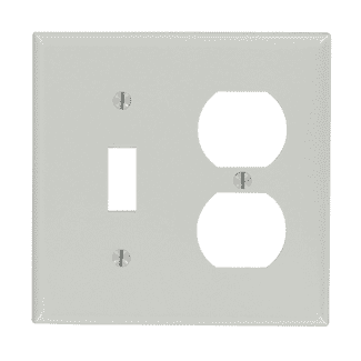 Leviton 87005 Gray Two Gang Combination Toggle Switch Duplex Receptacle Wall Plate