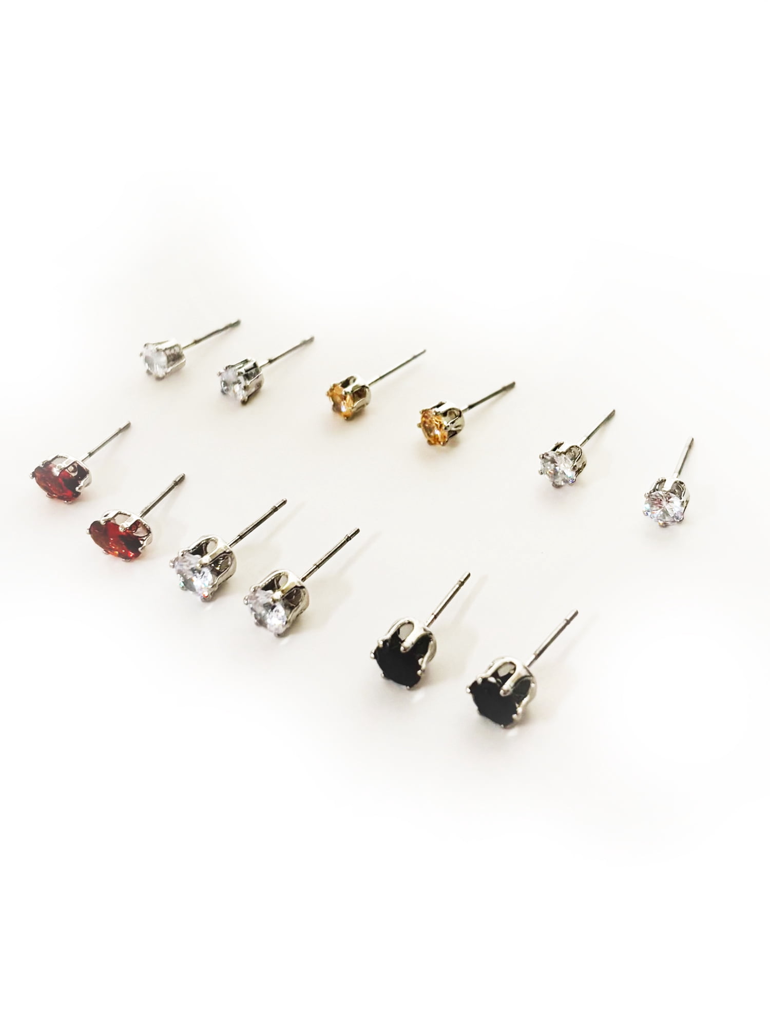 Time and Tru Women's Jewelry Essentials Multi-colored Stud Earrings, 6-Pack