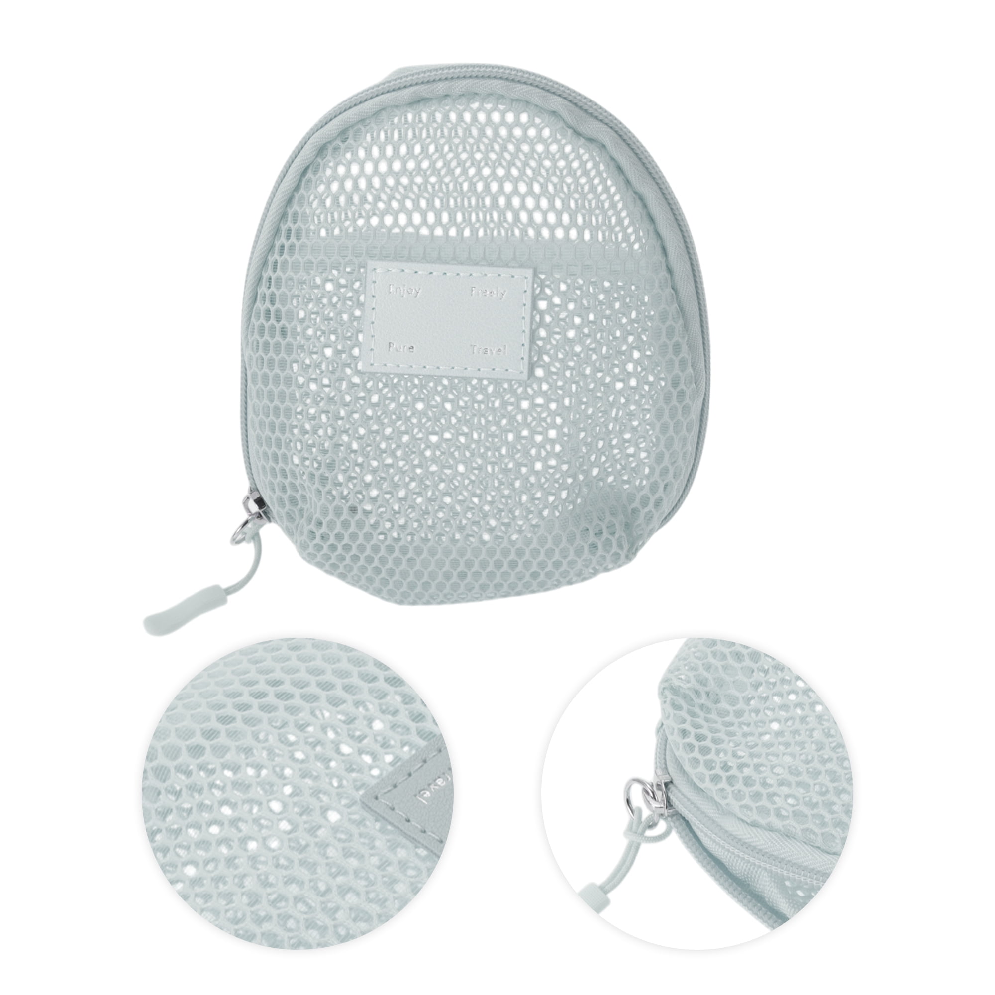 Unique Bargains 1 Pc Mesh Hand-held Sundries Makeup Bag Gray 4.92in