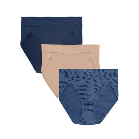 Vanity Fair Radiant Women's Silky Stretch Hi-Cut Brief Underwear - V-Front Waist, Comfort Stretch, 3-Pack, Sizes S-5XL