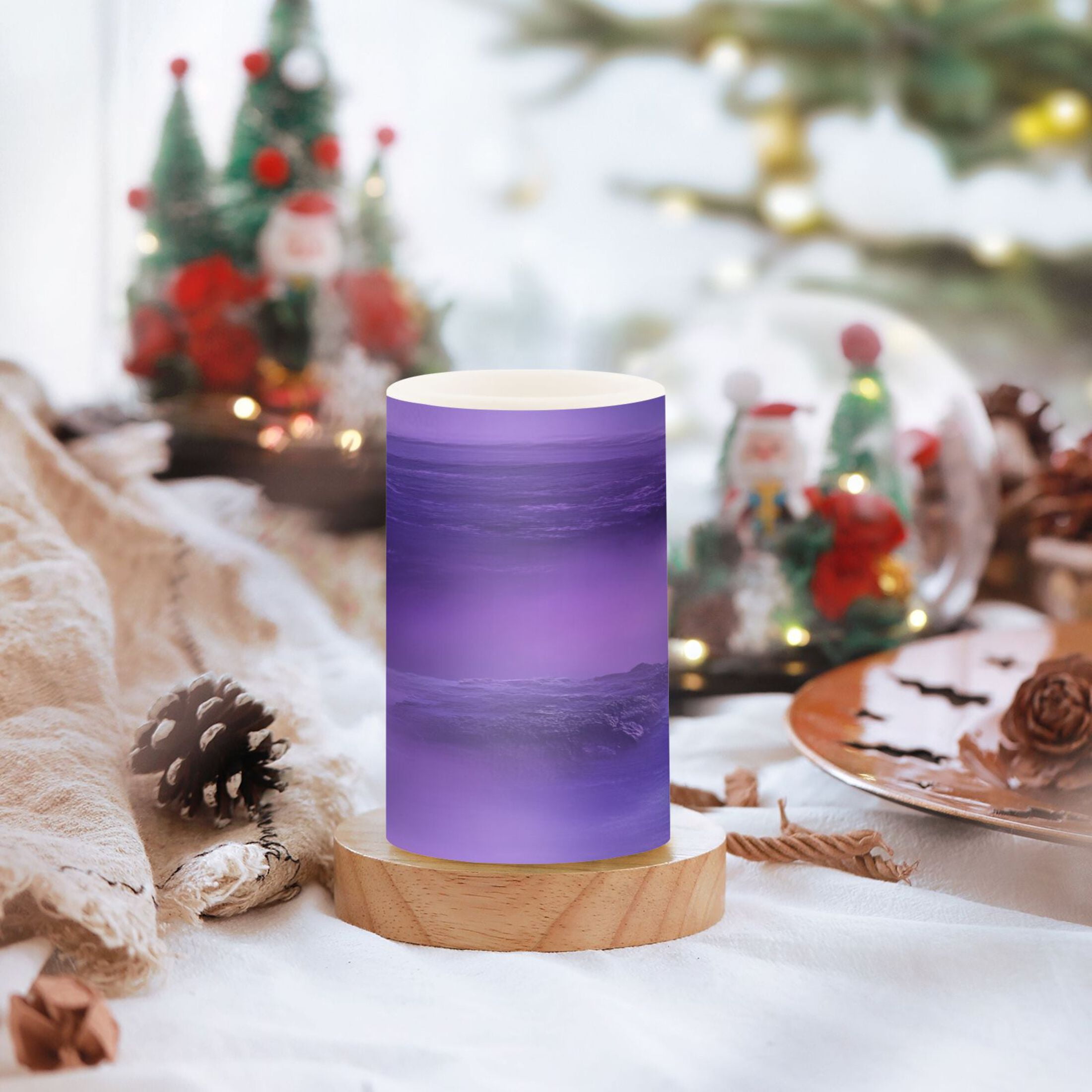 Flameless Candles Lights, Pack of two LED Lights, Dimmable LED Pillar Candles Battery Operated, Flames Remote Control Purple Mist