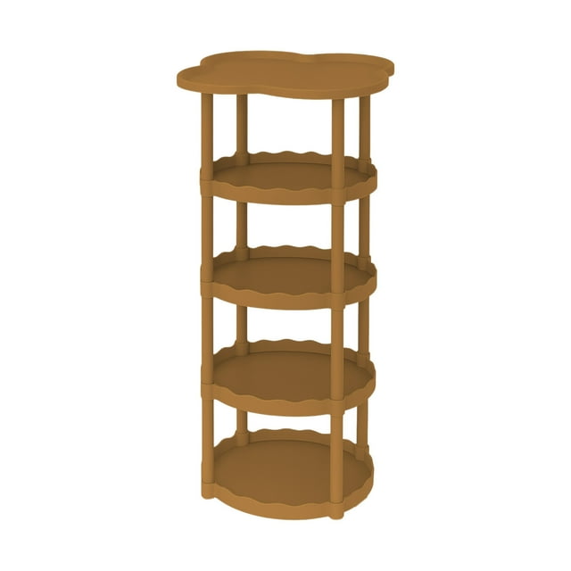 Khaki Cream Style Sofa Side Table Living Room Small Coffee Table Floor To Ceiling Movable Storage Table With Four Leaf Cloud Shelf For Bedroom Office Home Decor Modern European Style
