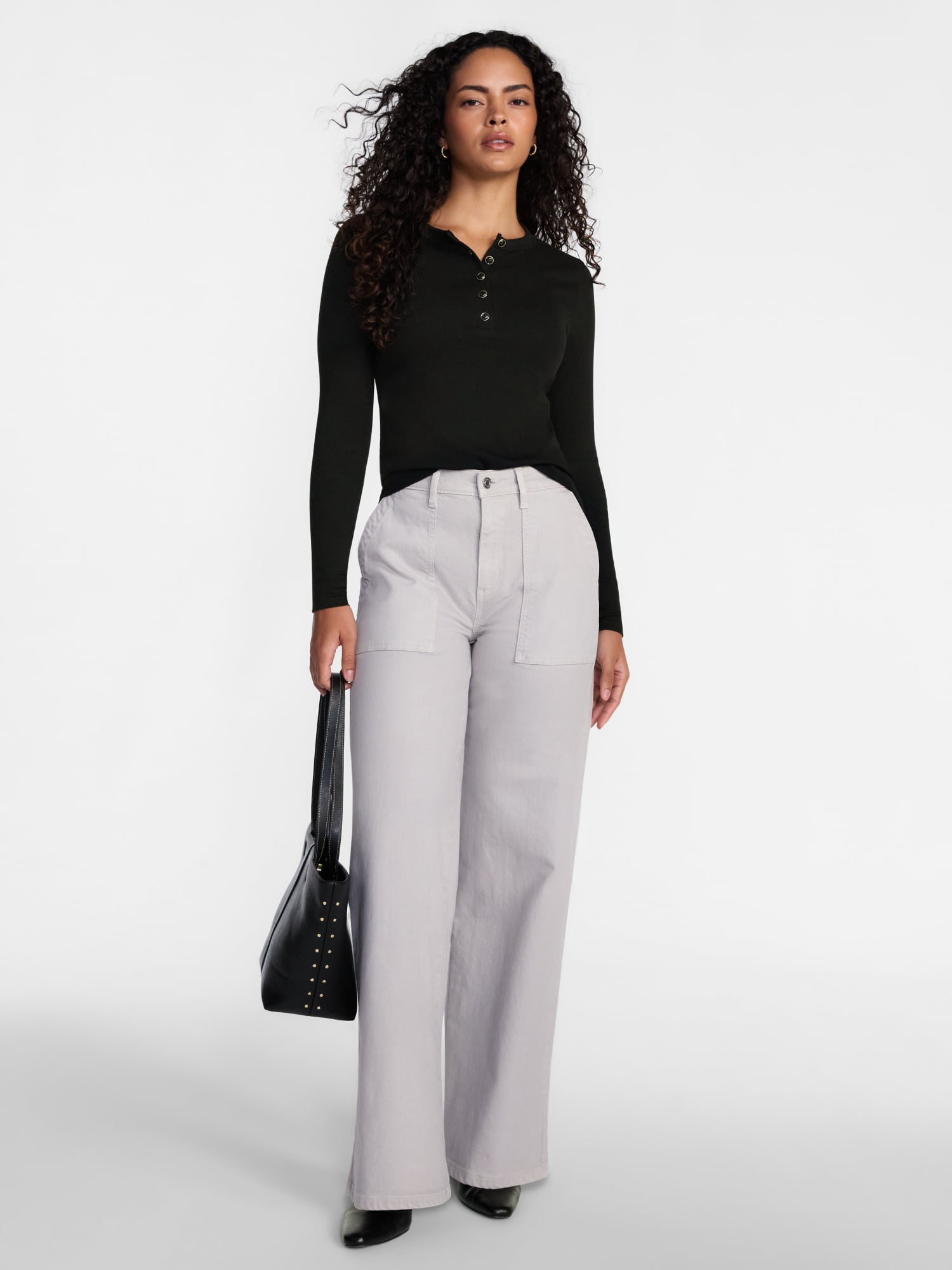 Scenario Women's Henley Shirt with Long Sleeves, Sizes XS-XXXL