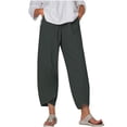 thumbnail image 1 of Timegard Plus Size Pants for Women Elastic Waist Solid Color Comfy Fall Casual Crop Pants with Pockets, 1 of 5