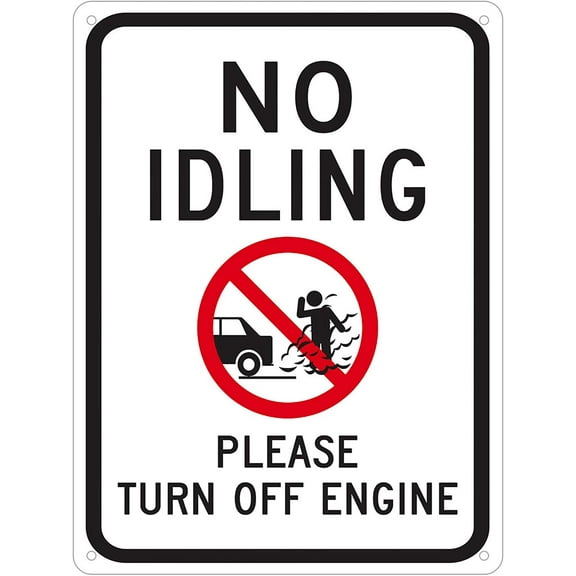 Please Turn Off Engine with No Idling Tin Signs Metal Poster Wall Decor Warning Sign 16 x 12 inches