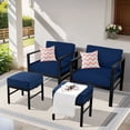 thumbnail image 2 of Auzfy 2 Pieces Aluminum Outdoor Patio Ottoman with Blue Cushion, Assembled Outdoor Foot Stool, Black Frame, 2 of 6