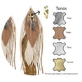 thumbnail image 3 of Vangania aretes largos mujer Buho Gold con plumas cuero y perla artesanal, 3 of 4