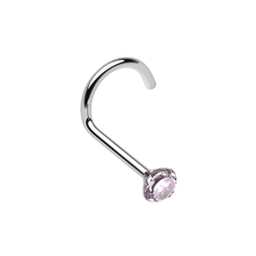 Prong Set Gem Top Steel Nose Screw Ring