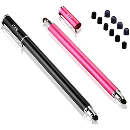 MEKO Universal Stylus Pens for Tablets, 2-Pack Touch Pen Tablets Smartphone Styluses with 10 Replaceable Tips
