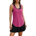thumbnail image 3 of GPOECD Athletic Tank Tops for Women Plus Size Solid Color Backless Workout Yoga Sleeveless Top for Outdoor Activewear Womens Camisole 01_Hot Pink,S, 3 of 7