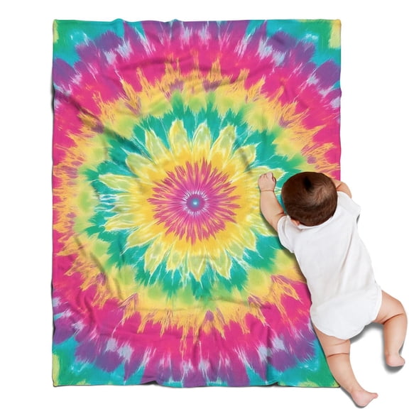 Colorful Rainbow Tie Dye Spiral Pattern Blanket,Comfortable Soft Flannel Throw Blanket,All Season,Warm Lightweight Blankets for Sofa Bed Couch Living Room Chair,30"x40"
