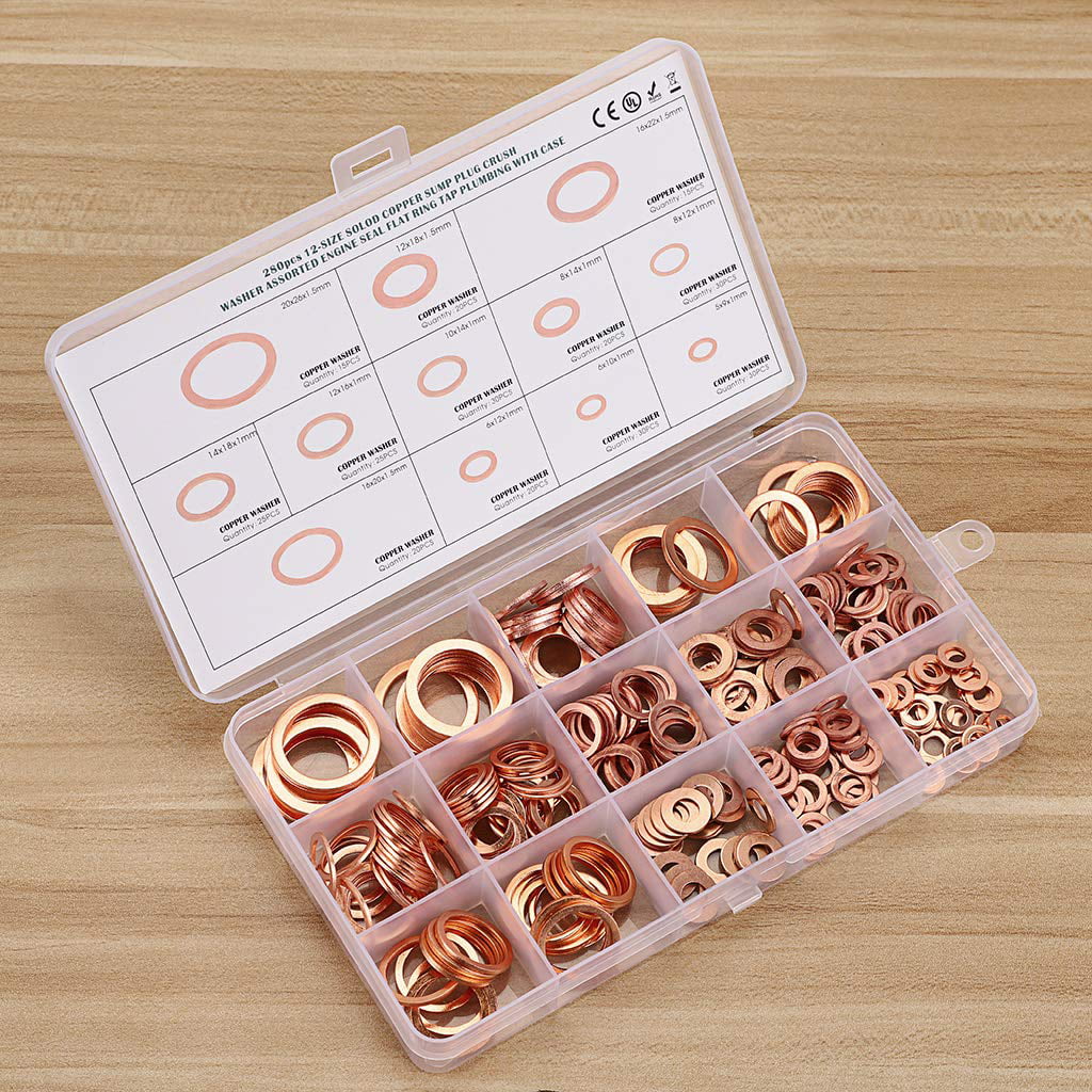 25 Piece Copper Rings Sealing Rings 6x12x1mm Thread M 6