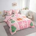 thumbnail image 4 of Manfei Merry Xmas 7-Piece Twin Bedding Sets,Lovely Gingerbread Man Bedding Comforter Set,Pink Green Sheet Sets For Girls,Luxury Bedroom Decor Reversible, 4 of 9
