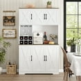 thumbnail image 2 of Homfa 70.9'' Tall Kitchen Pantry with Microwave Countertop, Farmhouse Buffet Hutch, Floor 6 Doors Cupboard Storage Cabinet for Dining Room Kitchen, White, 2 of 10