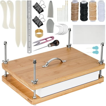NiHome 35 PCS Book Press Binding Kit for Notebooks, Lesson Plans, Document Organization - Compact Bamboo Bookbinding Tools, Book Binding Supplies with Portable Handle for Beginners DIY