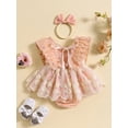 thumbnail image 3 of Bslissey Baby Girls Lace Romper Dress Fly Sleeve Flower Embroidery Skirt Hem Jumpsuit Infant Cute A-line Bodysuit Dress with Headband 0-24M Summer Princess Clothes, 3 of 9