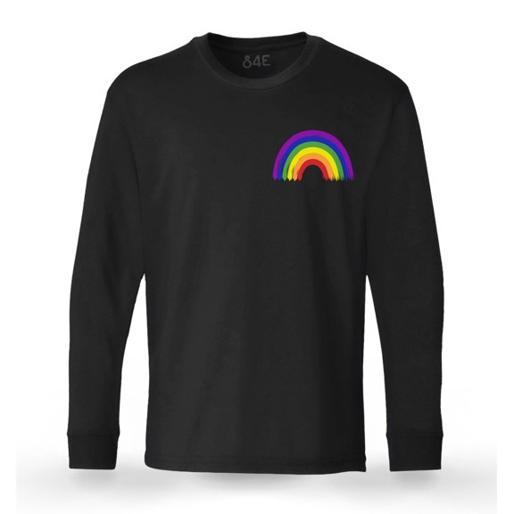 S4E Men's Rainbow Flag LGBTQ Gay Pride Long Sleeve Shirt X-Large Black