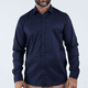 thumbnail image 3 of Camisa de Vestir Moda Manga Larga Slim Fit Azul Marino Para Hombre, 3 of 4