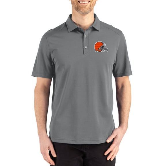 Men's Cutter & Buck Gray Cleveland Browns Big & Tall Advantage Refresh Epic Confidence Recycled Tri-Blend Pique Polo