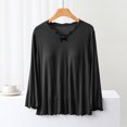 thumbnail image 4 of Birdeem Blouse pour Femme Unie Décontractée Mode Col Rond Régulière Manches Longues Hauts de Nuit, 4 of 12