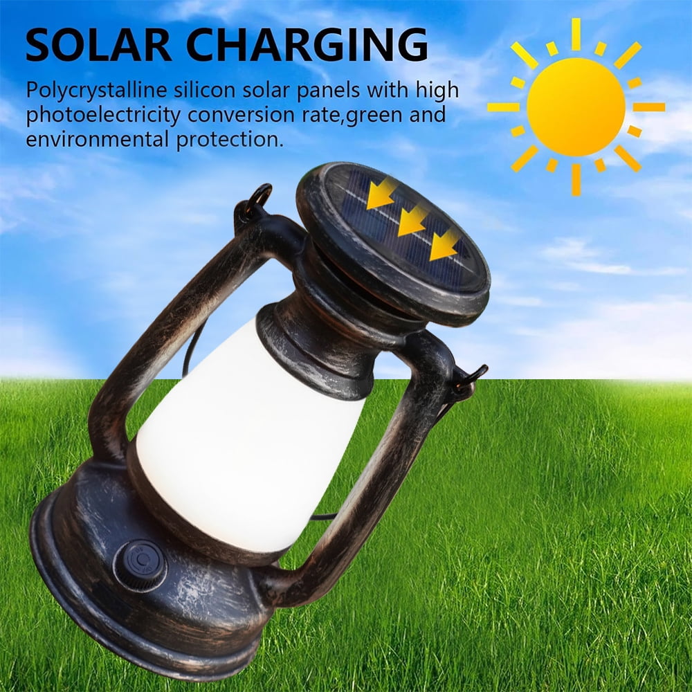 Eyotto Solar Camping Light, LED Camping Light Retro Design Solar Light, 1000LM Solar Lantern with 3 Modes 1200mAh Rechargeable Solar Camping Lantern