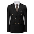 thumbnail image 4 of Beauty-Emily Men's Classic Double-Breasted Suit Set – Slim Fit Two-Piece Blazer & Pants with Gold Button Detail, Formal Business Suit for Office, Wedding & Events, 4 of 8