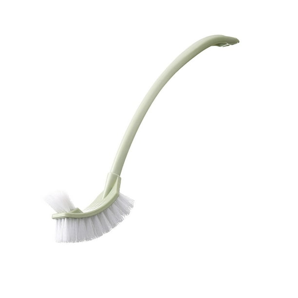 Cepillo para inodoro con soporte 2 en 1, juego de cepillos de goma y ranuras para limpiar esquinas, grietas y bordes del inodoro. Estropajo flexible que no raya, con mango de madera. Limpiador de
