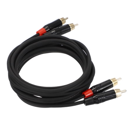 2RCA Male to 2RCA Male Audio Stereo Cable, 6.6 ft RCA Subwoofer Cable with Gold Plated Plugs for Home Theater, HDTV, Amplifiers, Speakers, Black Cable Black Shell