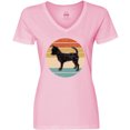 thumbnail image 3 of Inktastic Chihuahua Dog Retro Sunset Women's V-Neck T-Shirt, 3 of 5