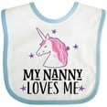 thumbnail image 3 of Inktastic My Nanny Loves Me Unicorn Girls Baby Bib, 3 of 4