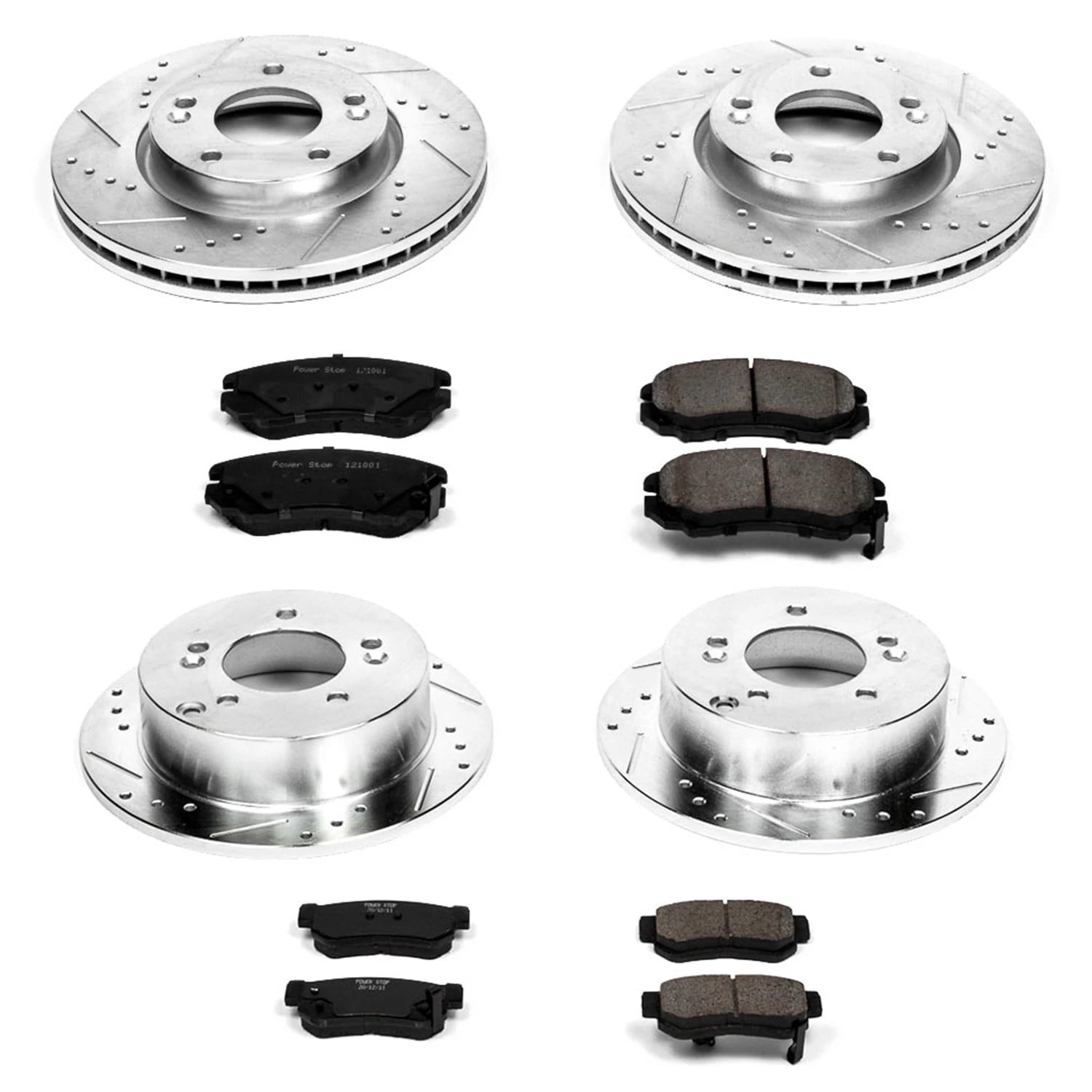 PowerStop Front and Rear Z23 Evolution Sport Carbon-Fiber Ceramic Brake Pad and Drilled & Slotted Rotor Kit Fits: HYUNDAI KIA Select Models K4449