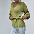 thumbnail image 6 of Viikei Sweaters For Women Clearance Plus Size Pullover Sweaters For Women Loose Solid Color Waist Belted V-Neck Long Sleeve Tops, 6 of 8