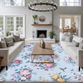 thumbnail image 4 of Area Rug 60×96in, Spring Blue Flower Leaves Bird Floor Carpet Living Room Rug, Watercolor Floral Leaf Animal Non-Slip Welcome Mat Indoor Rugs for Bedroom Dining Room, 4 of 9