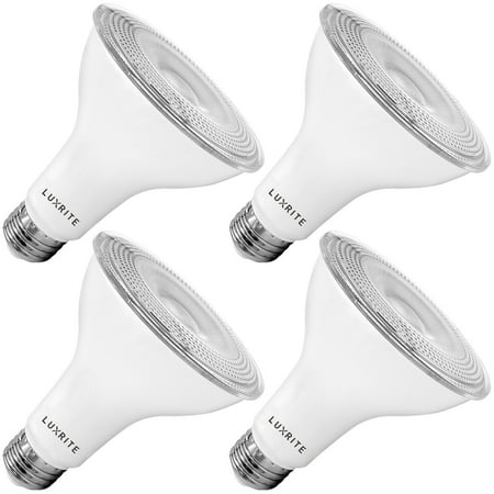 

Luxrite 4-Pack LED PAR30 Flood Light Bulb 3000K Soft White 850 Lumens 11W Dimmable Wet Rated E26 Base UL Listed