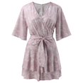 thumbnail image 3 of Women's Casual Tennis Dress Women's 2023 Lady Elegant Knitting Lace Cape Dress Plus Size Fashion Printing Neck Half Sleeve Pencil Dresses Pink XXL, 3 of 4