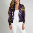 thumbnail image 4 of Women's Cuce  Purple Minnesota Vikings Slim Fit Sequin Striped Full-Zip Bomber Jacket, 4 of 4