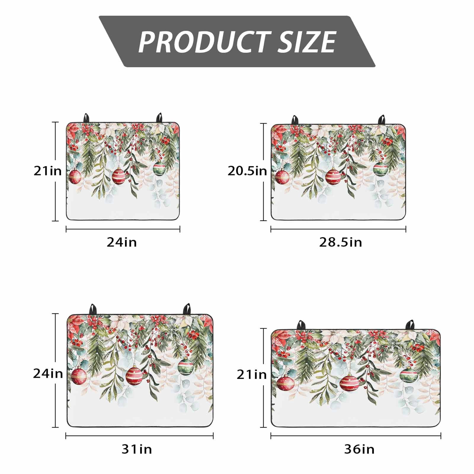 Christmas Snowflakes Stove Top Cover for Electric Stove, Heat-proof & Non Slip Glass Top Stove Cover Protector, Winter Poinsettia Xmas Balls Floral Leaf Kitchen Flat Cooktop Rubber Mat 24x21 Inches