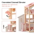 thumbnail image 6 of Robud Doll House, Wooden Dollhouse with 6 Rooms, 29-pcs Furniture Set, Working Elevator, Garage, Swimming Pool, Ideal Gift for Kids Ages 3+ (Dreamy Pink), 6 of 8