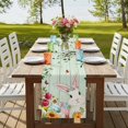 thumbnail image 4 of Table Runners 120 Inches Long Dress Scarves, Easter Farmhouse Coffee/Dining/Kitchen Table Runner for Living Room, Spring Watercolor Bunny Eggs Tulip Wooden Grain Teal 13x120 Inch, 4 of 9