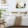 thumbnail image 3 of Brown Bedding Duvet Cover Set King Size 4 Pieces Stripes Solid Color Soft Twill Plush Quilt Cover, Include 1 Duvet Cover 1 Flat Sheet And 2 Pillow, 3 of 7