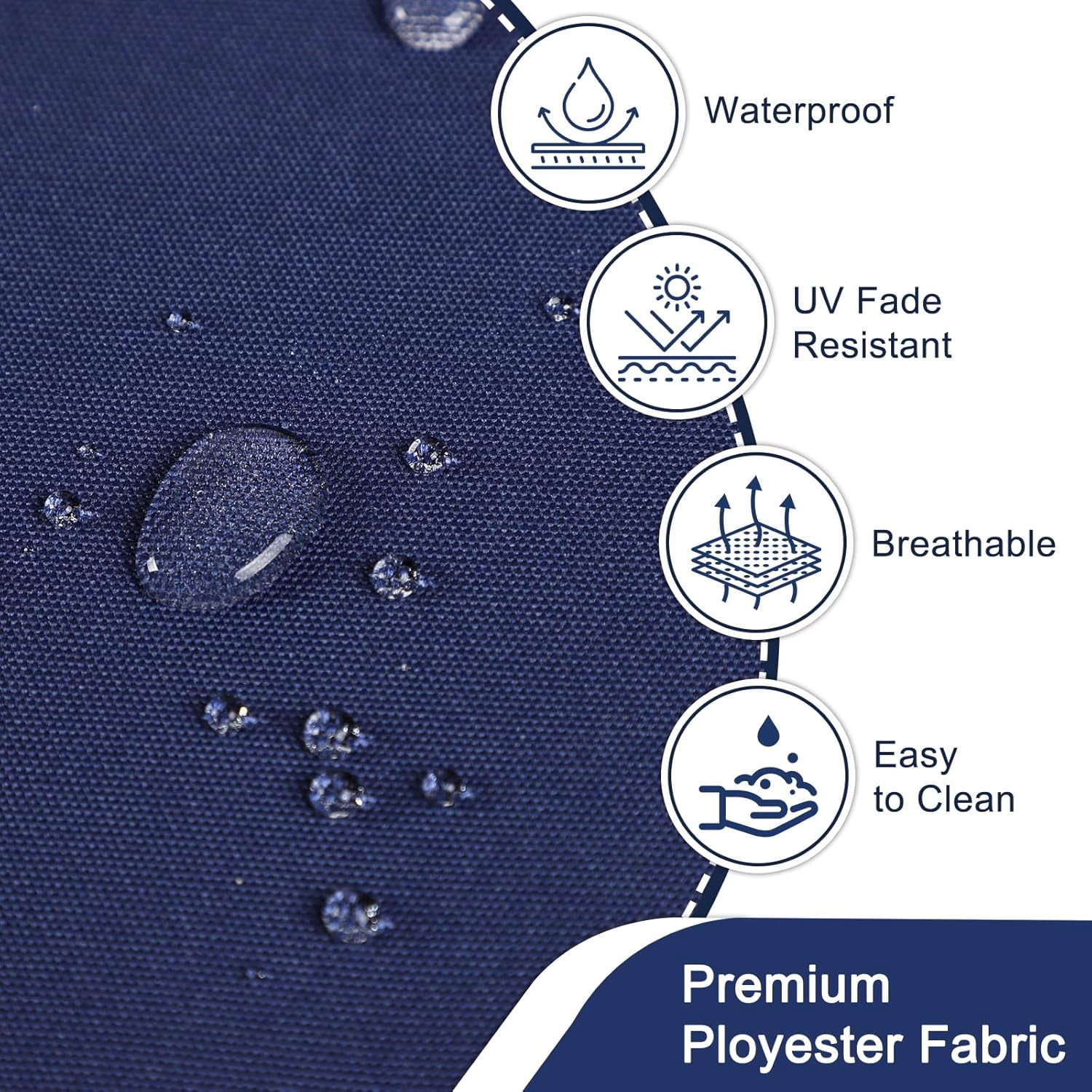 Outdoor Seat Pads Chair Cushions Pack of 2 Waterproof Patio Furniture Seat Cushions With Adjustable Straps for Patio,Garden,Living Room,18.5"x16"x3",Navy Blue