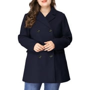MODA NOVA Juniors Plus Size Winter Warm Double Breasted Mid-Length Coat
