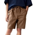 thumbnail image 3 of Bovxnpu Boys Cargo Shorts Pull-On Hiking Shorts Large Pocket Fleece Shorts Mid Length Fall Kids Shorts, 3 of 8