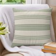 thumbnail image 3 of Pillow Covers 18x18 Set of 2, Sage Green Lines Throw Pillow Covers Decorative Couch Cushion Cover, Modern Simple Striped Pattern Beige Microfiber Soft Square Pillowcases for Bedroom Living Room Sofa, 3 of 9
