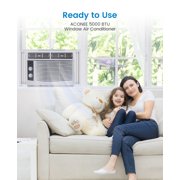 Compact Window Air Conditioner 5,000 BTU – Mini AC Unit with 3 Modes, 7-Speed Settings, Reusable Filter, Quiet Operation for Rooms up to 150 Sq.Ft – Energy-Saving White Unit, 115V