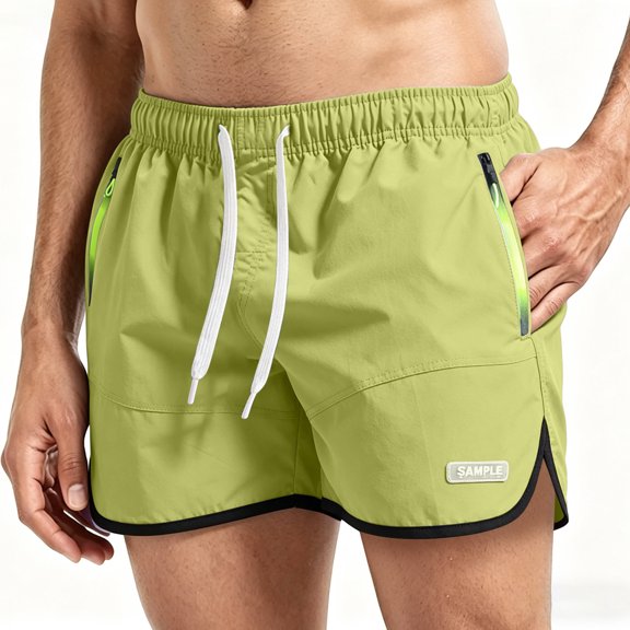 Men's 3-Inch Nylon Quick Dry Running Shorts, Elastic Waist Drawstring Athletic Shorts with Zipper Pockets, Lightweight Breathable Workout & Swim Shorts Size S-8XL Yellow