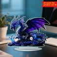 thumbnail image 3 of Yooshoverk Purple Dragon Decor 2D Acrylic Desktop Art Fantasy Theme Shelf Display Home Accent, 3 of 8